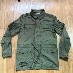 DEX Cotton Lightweight Jacket, Boys, Size L (10-12), Army Green, Worn Once.